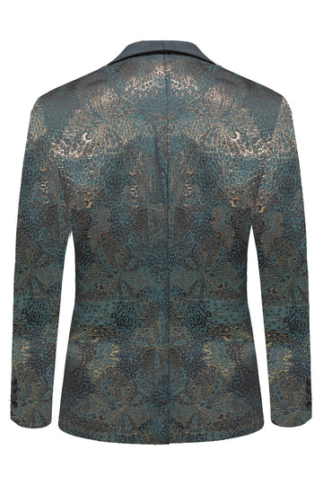 Mørkeblå Jacquard Sjal Revers Mænds Fest Blazer